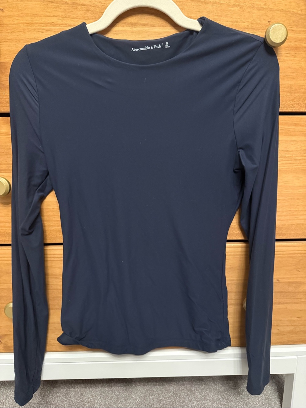 Abercrombie & Fitch Women's Long Sleeve Crew Top - Navy Blue